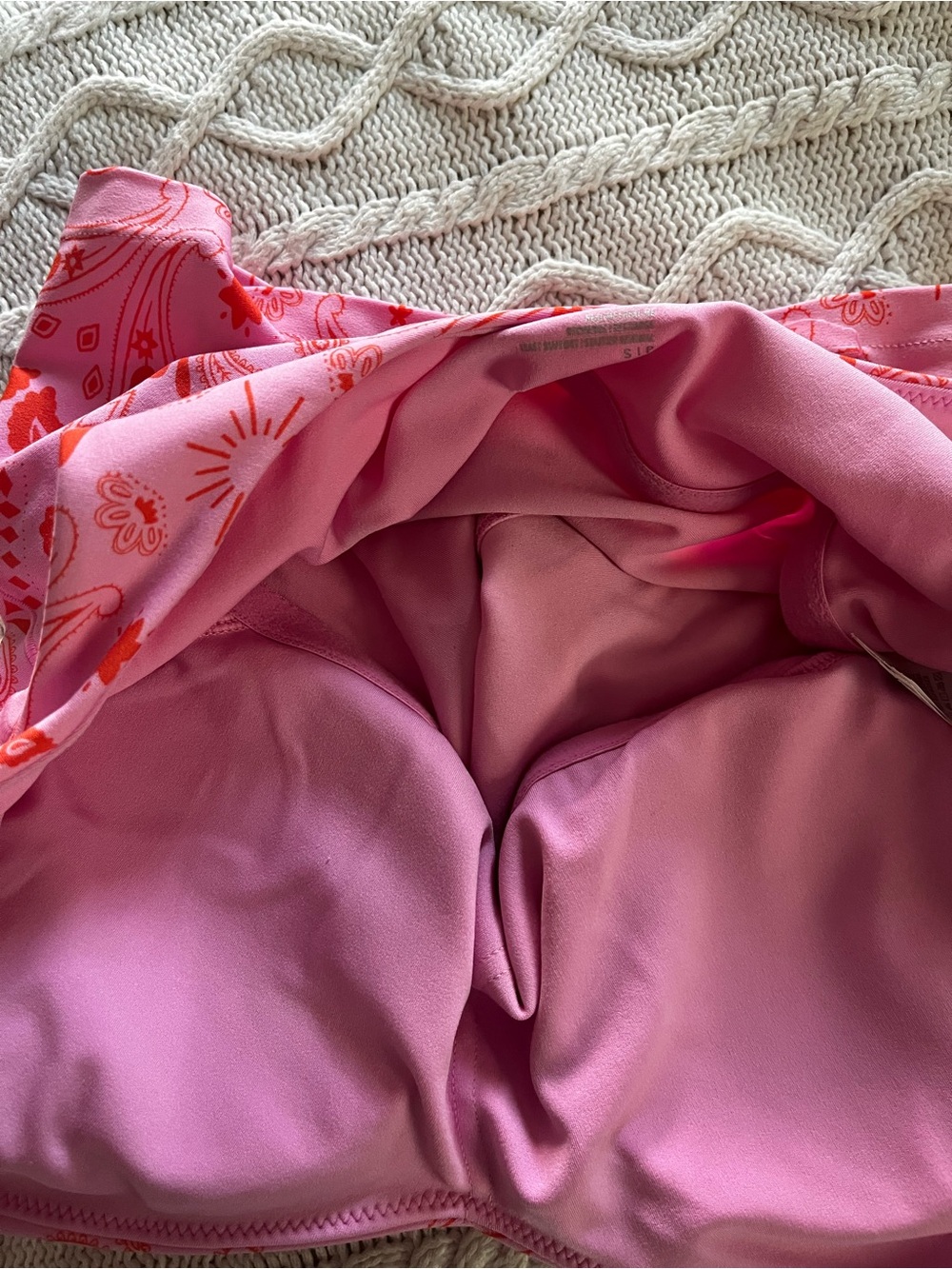 Aerie Offline Pink & Red Paisley Crop Tank Top Size Small - Picture 4 of 8